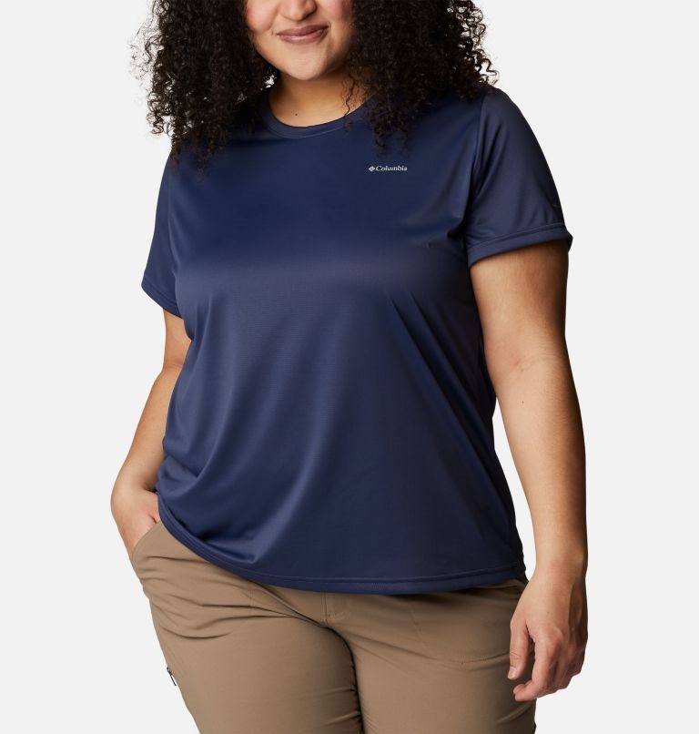 Women's Columbia Hike Short Sleeve Crew T Shirts Navy | Plus Size CA-L648L